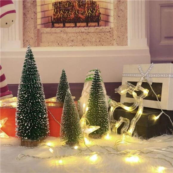 Mini Christmas Tree, Small Pine Tree with Wooden Bases for Xmas Holiday Party - Picture 6 of 7